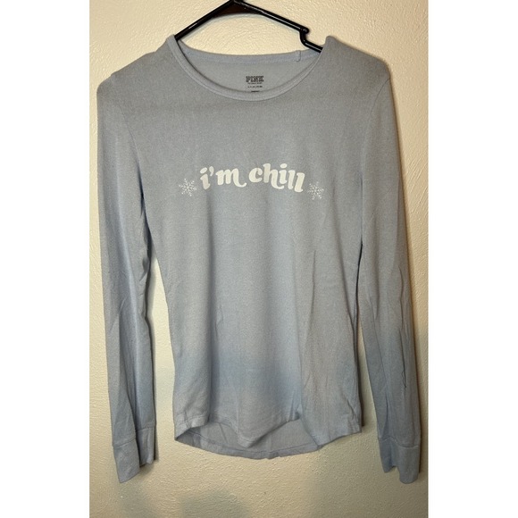 PINK Victoria's Secret Other - Victoria's Secret PINK PJ Set Small Blue Snowflake Im Chill Long Sleeve Legging